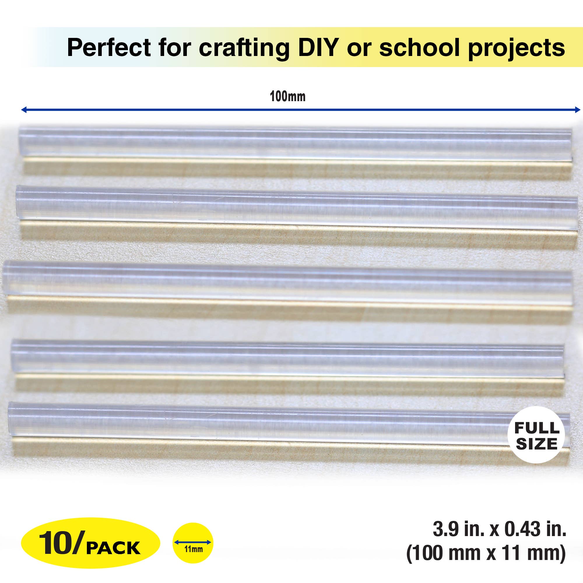 BAZIC Products - Vente Colles - Bâtonnets de colle thermofusible à double température. Pleine 3,9 po x 0,43 po (10/boîte)1