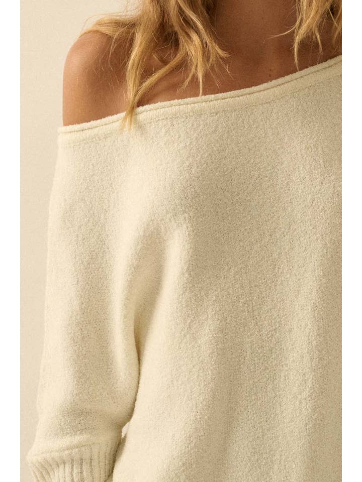 Promesa USA - Wholesale Knit Sweater - Women's - Textured Knit One-Shoulder Boatneck Dolman Sweater1