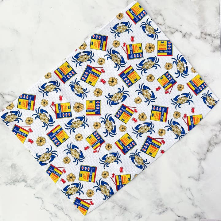 Jami Creates - Wholesale Tea Towel - Maryland Seasoning Patterned Waffle Kitchen Dish Towel3