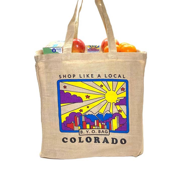 CO City Denver BYOB Jute Fiber Shopping Bag for wholesale by Stardust Sustainables