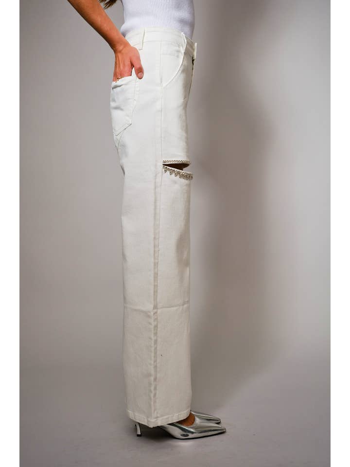 Blue B - Wholesale Jeans - Women's - 15137P-1 - Cut Out Front Rhinestone Washed Denim Jeans3