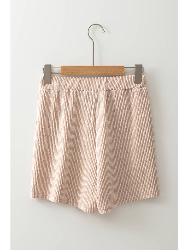 Beige Corded Elastic High Waist Wrap Skort for wholesale on Faire