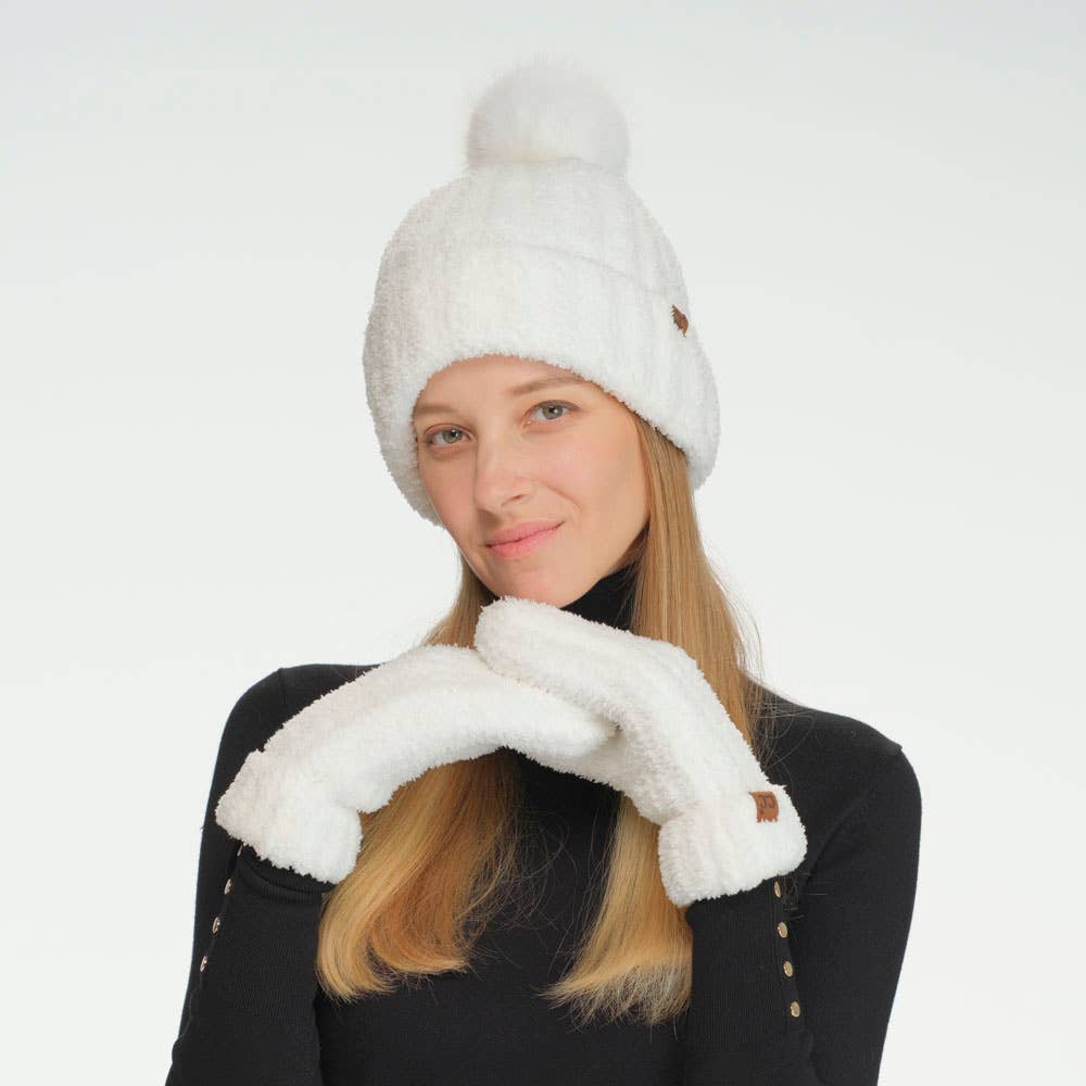 JOIA ACCESSORIES - Wholesale Beanie - Women's - CC COZY YARN HAT   MITTEN SET, SEE 01118