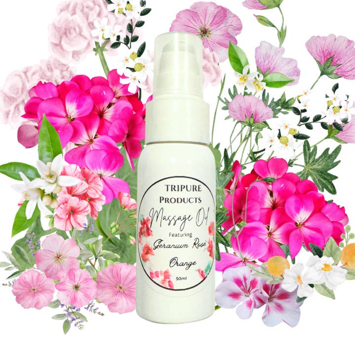 Tripure Product - Massage Oil Geranium Rose, Orange 50ml for wholesale by Tripure Products