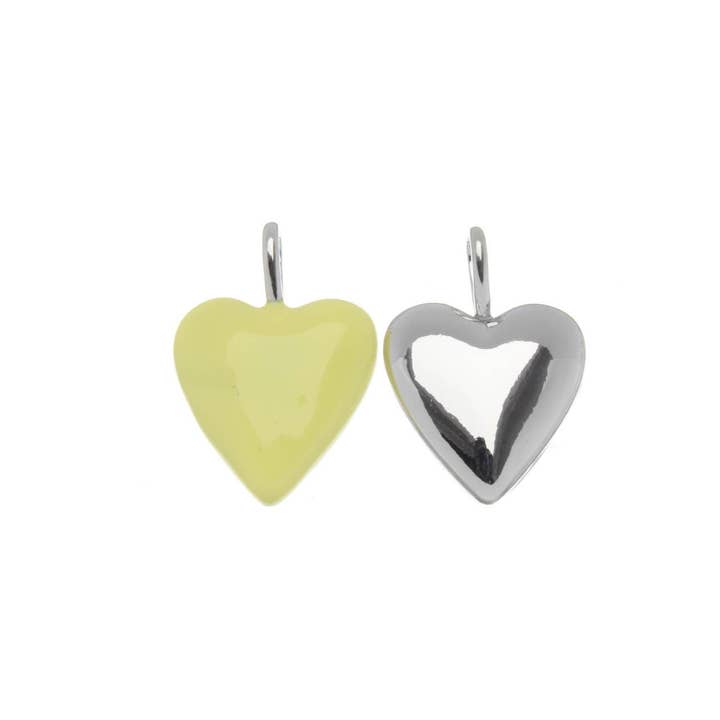 Jewel Pledge - Wholesale Individual Charm/Pendant - Silver/Gold Puff Heart Charm for Necklace, Shiny Enamel6