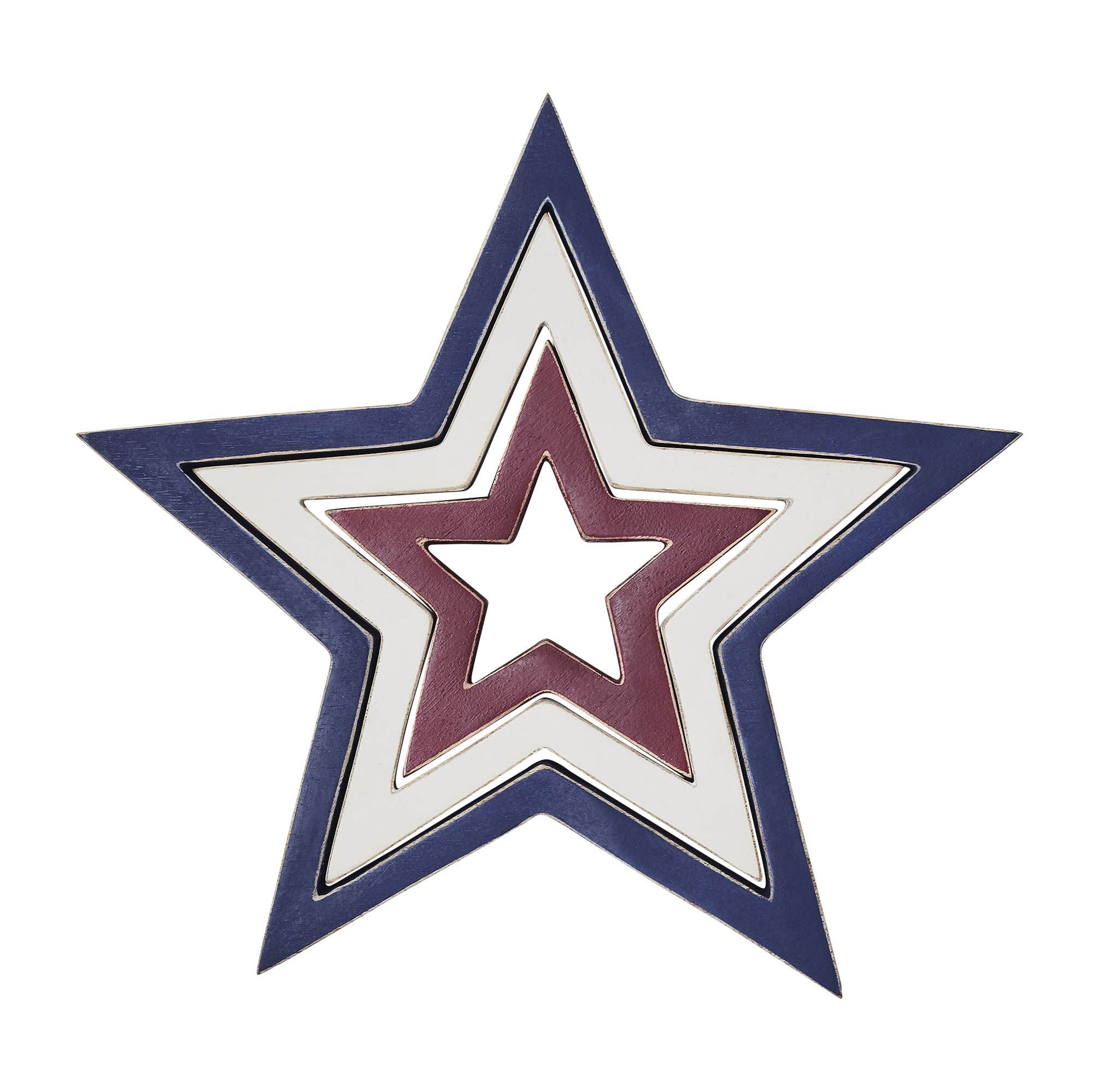 VHC Brands - Wholesale Ornament - Wooden Nested Stars RWB 3-in-1 10x10x1.51