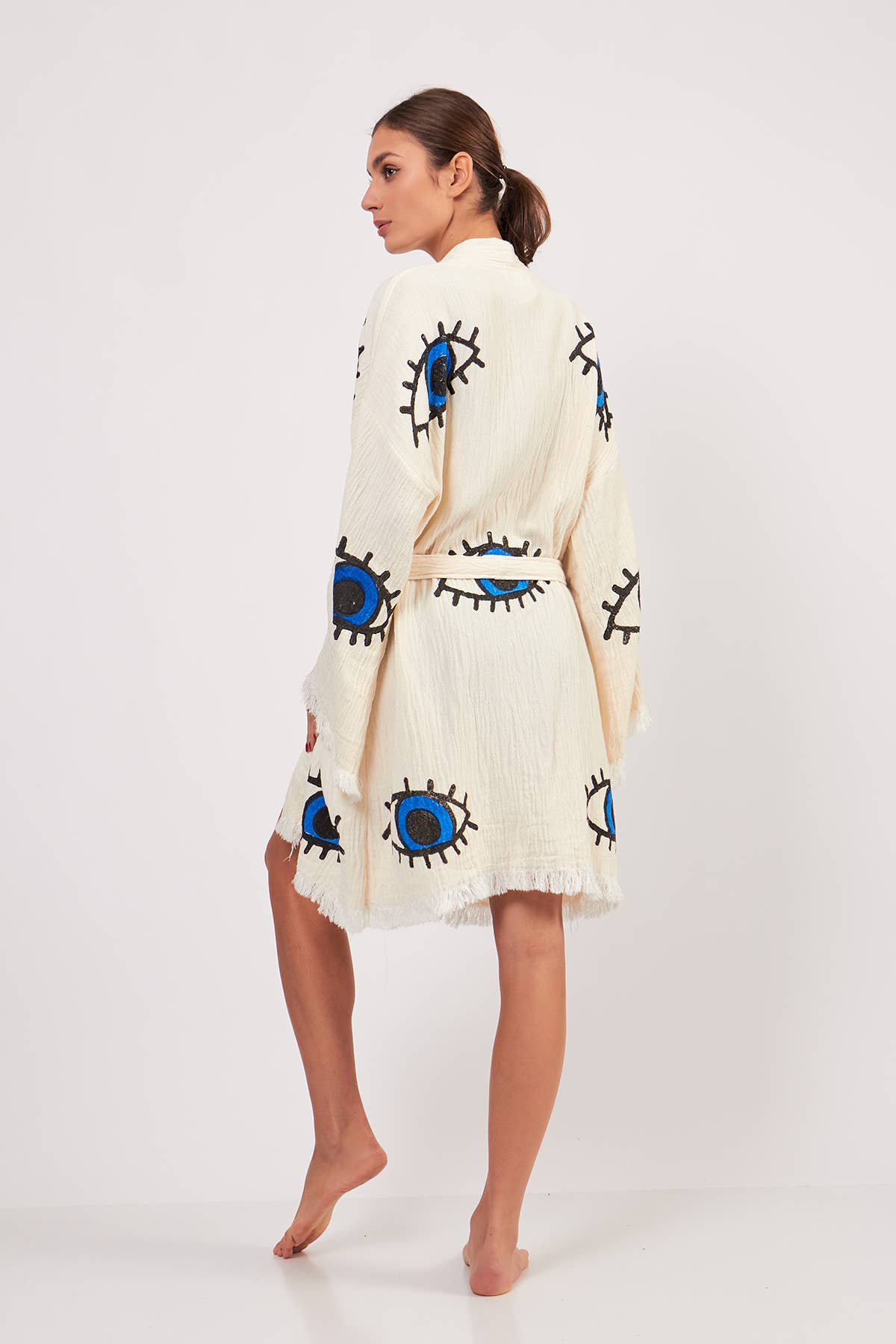 Yaz Concepts - Wholesale Kimono - Women's - Turkish Evil Eye Print Kimono Robe Blue Coverup7