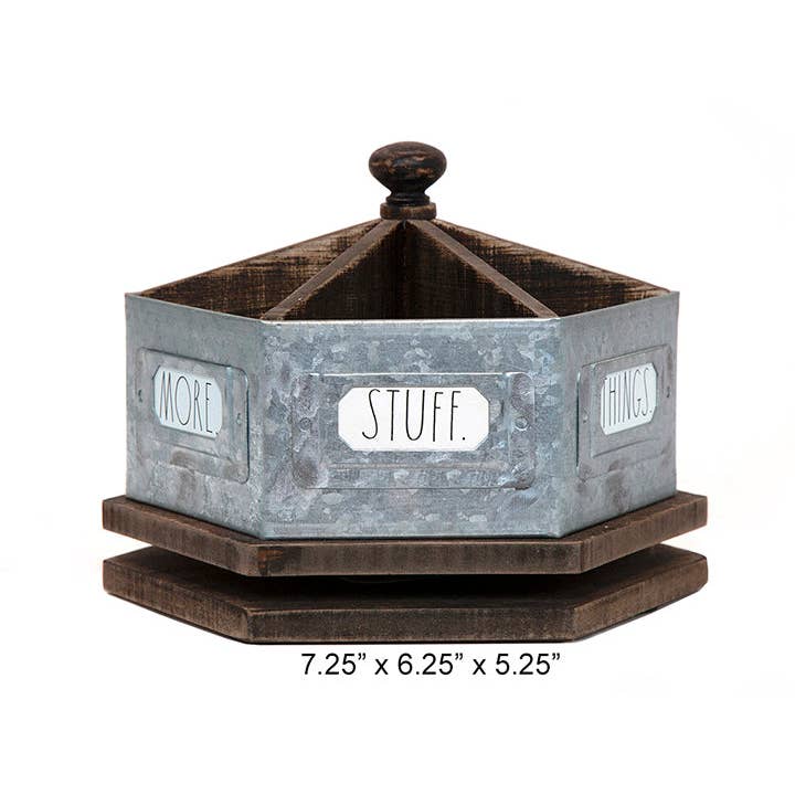 DesignStyles Home - Wholesale Desk Organizer - Rae Dunn Galvanized Metal Round Spinner