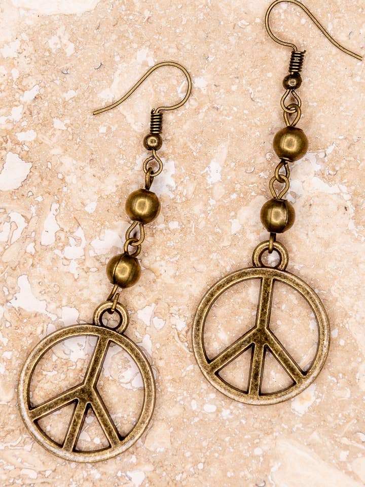 Peace Earring in Bronze for wholesale by Dylan Designs