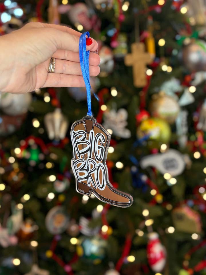 Großer Cowboy-Stiefel Acrylornament für den Großhandel von Casey Andrews Art