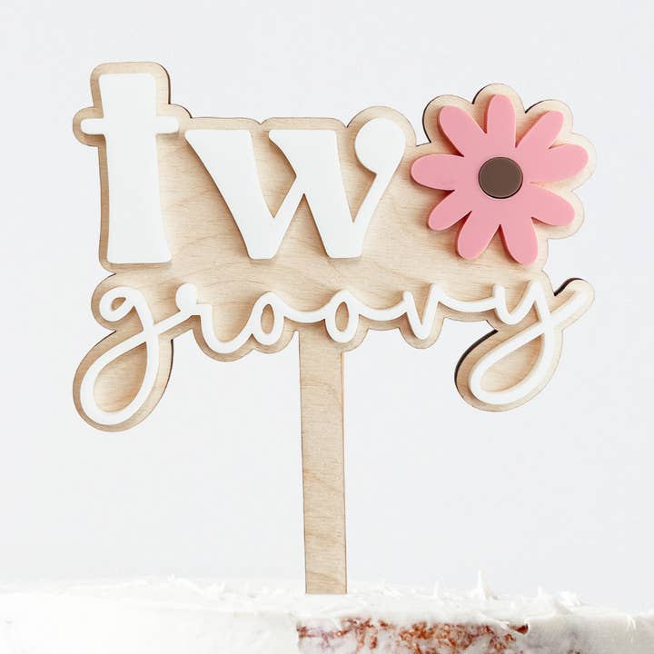 Dois Topper Bolo Groovy por atacado de Knotty Design Co.