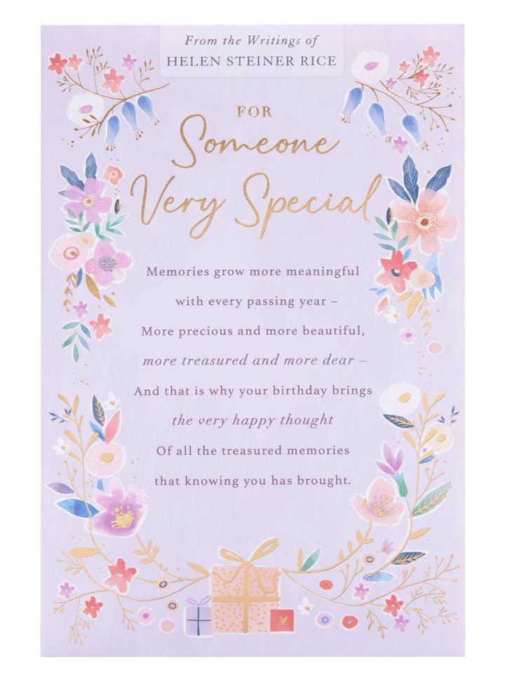 Birthday Card with Floral and Presents Design for wholesale by UK Greetings