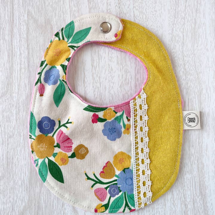 Handmade "Little One" Baby Bibs Two Tone Baby Girl for wholesale by Naptime Inspirations