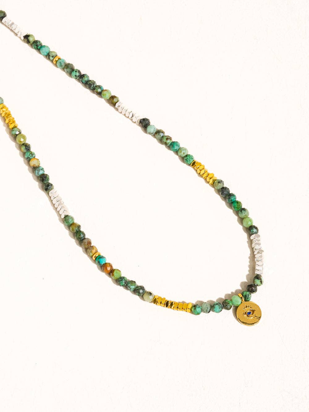 Lahina Green Boho Handmade Stone Eye Necklace for wholesale on Faire2