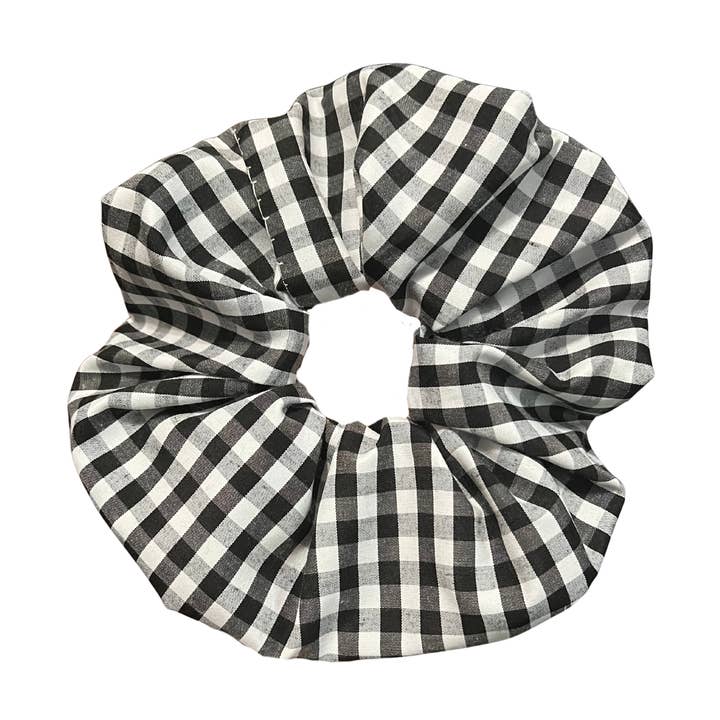 Schwarzer Gingham-Haargummi für den Großhandel von Trash Bandit NYC