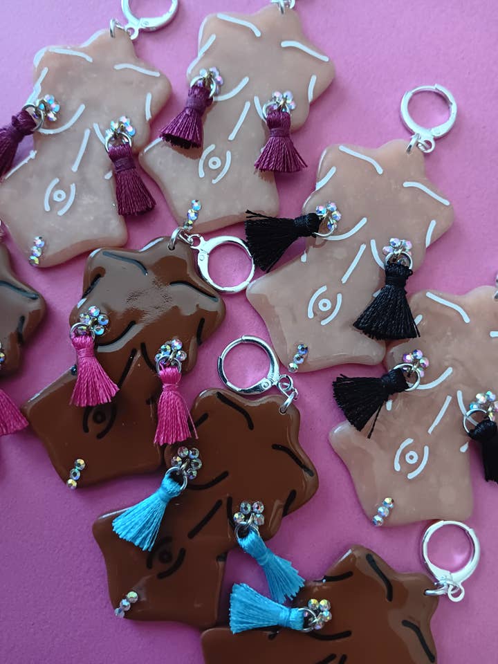 Burlesque bust with tassels polymer clay earrings for wholesale by Bunnie Sparkles