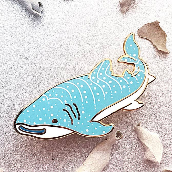 Alum and Ink - Wholesale Lapel Pin/Button - Happy Whale Shark Pin0