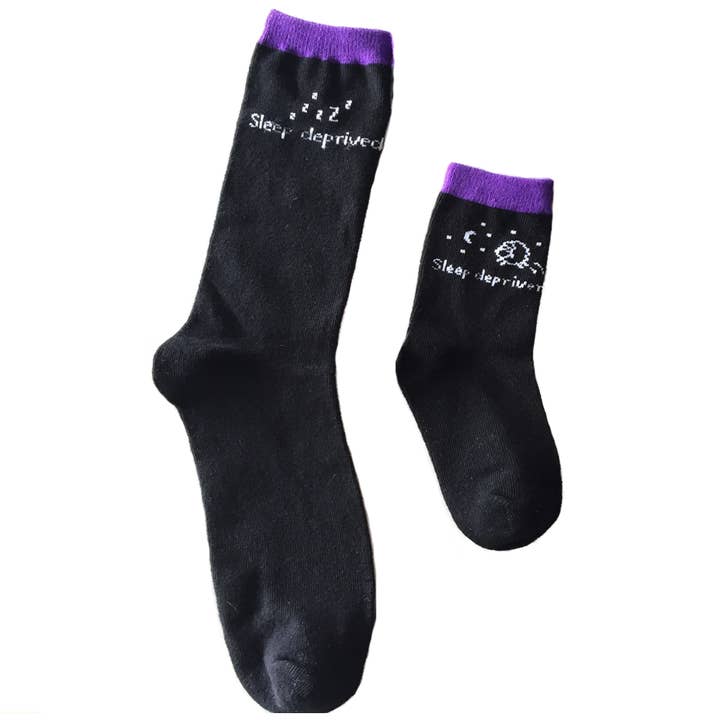 2-pair Sidekicks Sleep Deprived - Mommy & Me Socks Set for wholesale by Boogie Toes