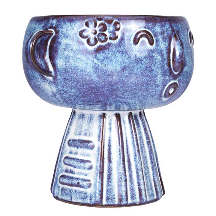 Drew Derose Design - Wholesale Plant Pot - ceramic girl face planter 6"W and 7"H , blue