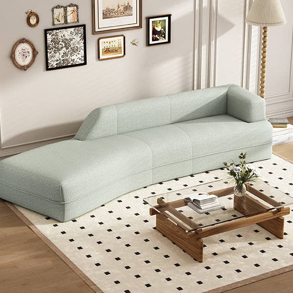 Orange County Decor - Wholesale Sofa - 109.4" Curved Chaise Lounge Modern Indoor Sofa Couch For Living Room, Green Old Sku:Wf313109Aaf Green Boucle 2 Seat