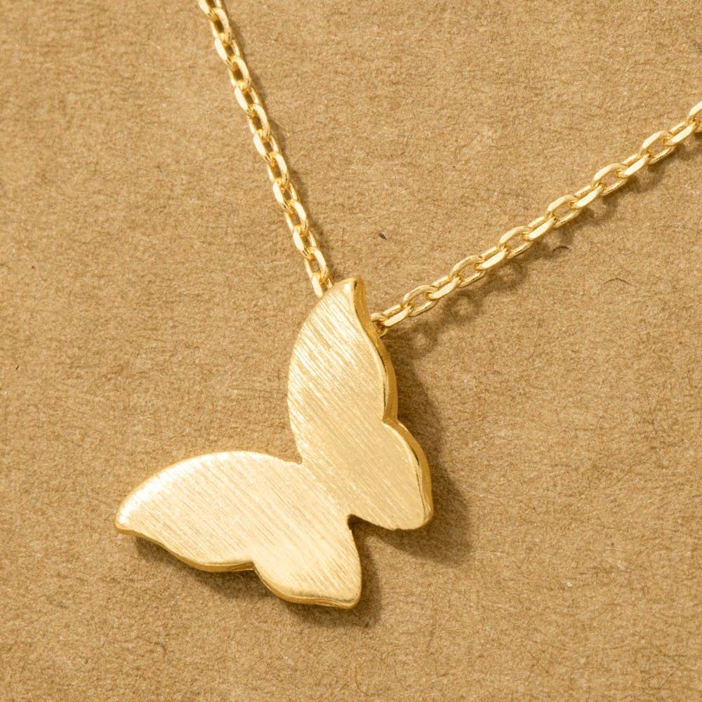 Fame Accessories - Wholesale Pendant/Charm Necklace - Gold Dipped Mini Butterfly Pendant Necklace3