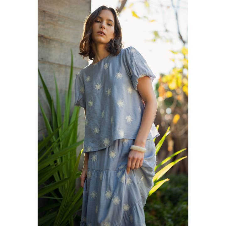 EMBROIDERY PUFF SLEEVE BLOUSE for wholesale by FUN2FUN