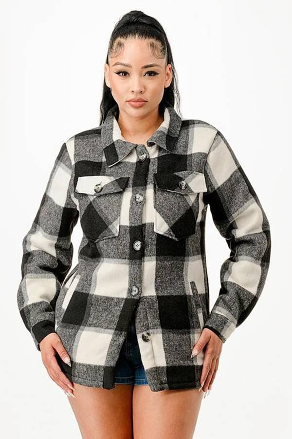 Color 5 – wholesale Skjortjacka/jackett – Dam – Flanellskjorta med rutmönster och foder av päls, med fickor.18