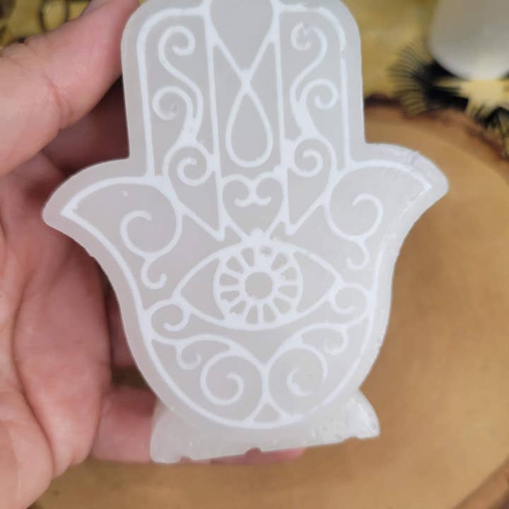 My Magic Place Shop - Wholesale Pillar Candle - White Hamsa Candle, Hamsa Decor Candle, Figurine Candle Evil Eye Protection Candle Spell Candle2