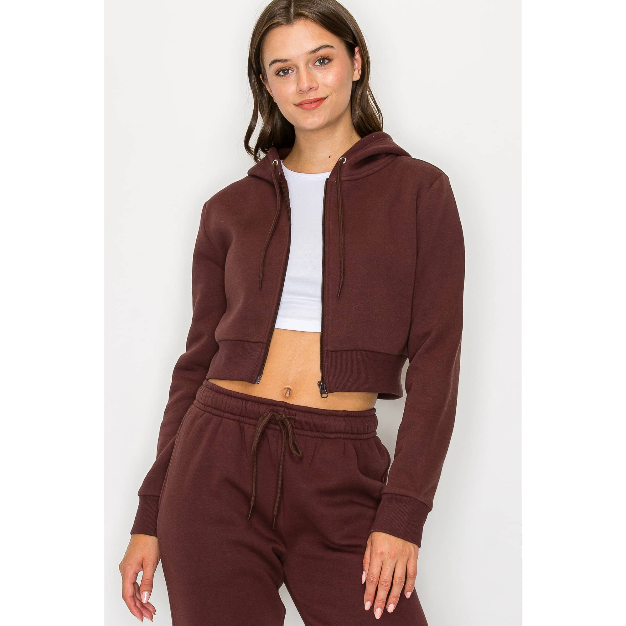 UP CLOTHING - Wholesale Hoodie - Women's - Cropped Fleece Zip Up Hoodie Jacket8