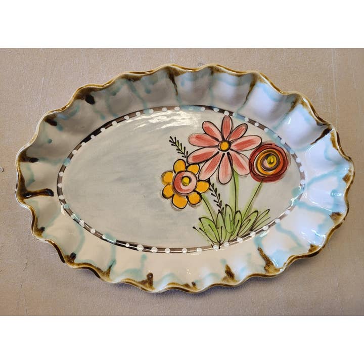 Oval Platter (Drip Flowers) for wholesale by Heartfelt Traditions