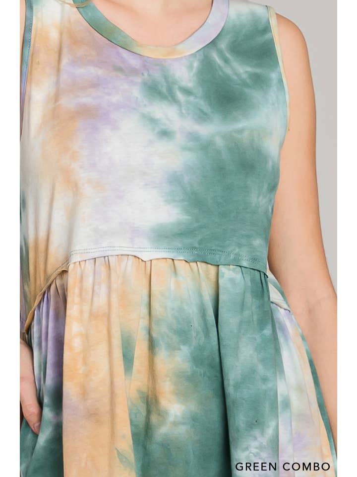 Cotton Bleu - Wholesale Knit Top - Women's - Casual Women's Tie Dye Sleeveless Babydoll Top 1317911