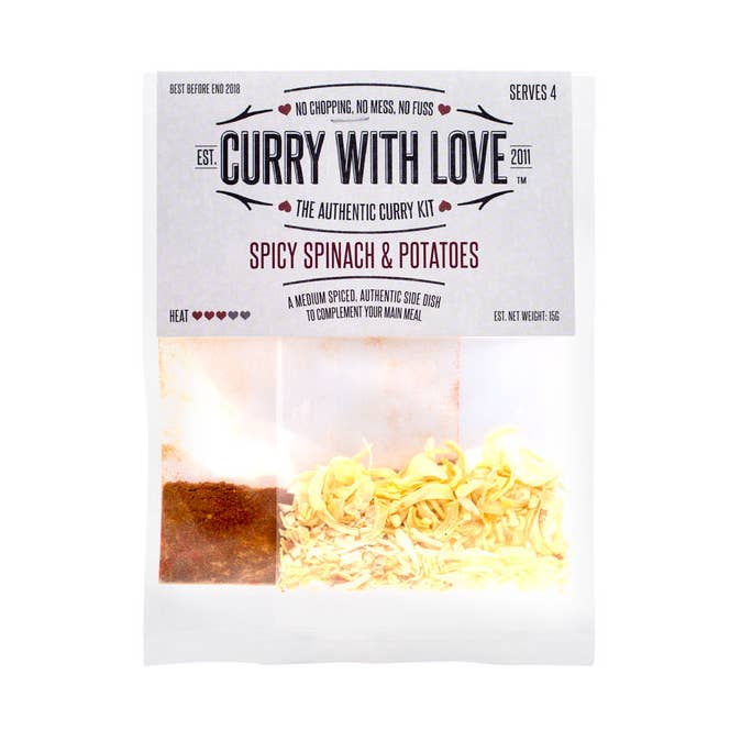 Curryset met pittige spinazie en aardappelen - middelhoog vuur voor wholesale door Curry with Love