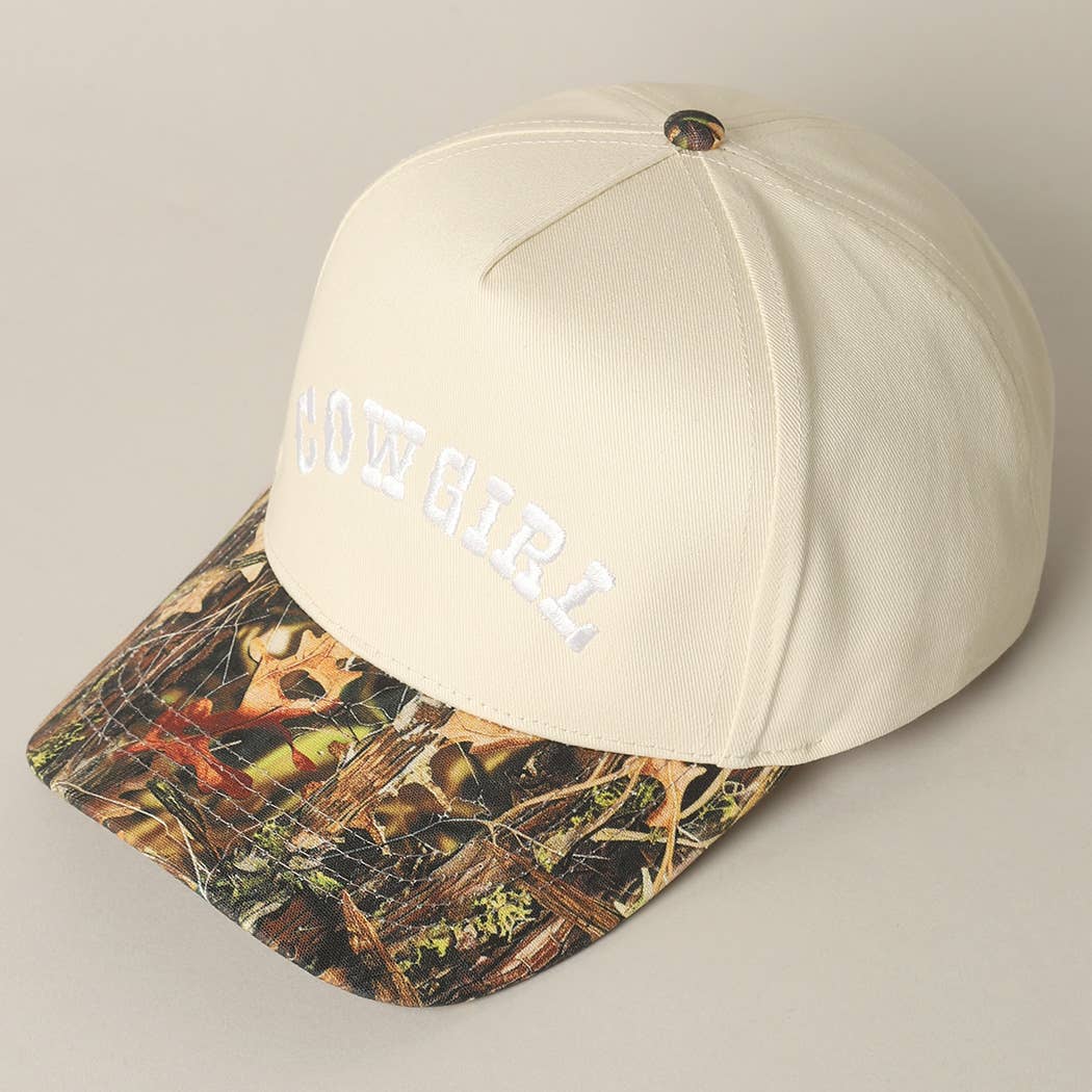 Fashion City - Wholesale Trucker Hat - Unisex - COWGIRL Lettering Embroidery Camo Two-Tone Cap13