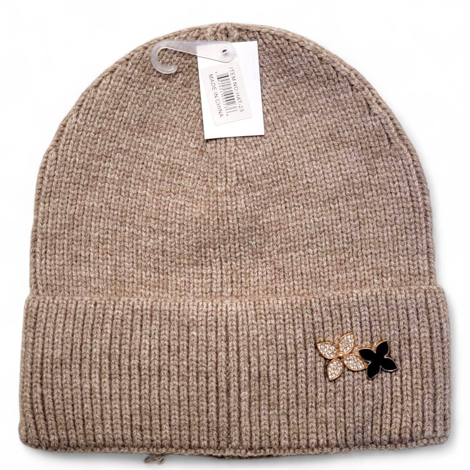 Crover - Wholesale Beanie - Women's - Adult Knit Beanie with Metal Flower Pin – 6 Color Assorted2