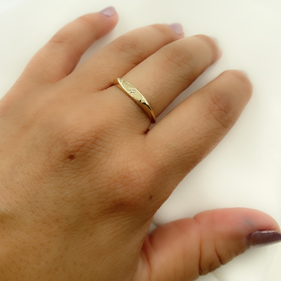 Yellow 14K Solid Gold Diamond Ring. ZGG702 for wholesale on Faire5