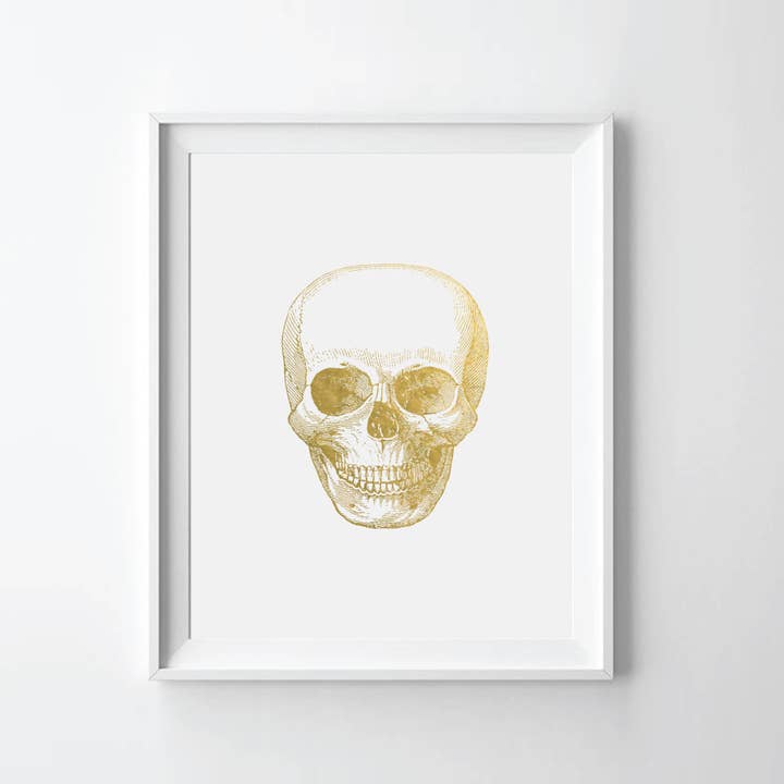 Human Skull Gold Foil Art Print for wholesale by Uyeno Miyoshi