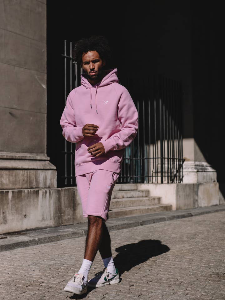 Classic mauve & white Raglan Hoodie for wholesale by distorted people usa