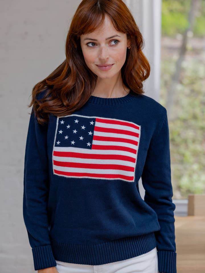 Camisola de Algodão com Bandeira Americana e Costura Falsa por atacado de Pearls & Camo