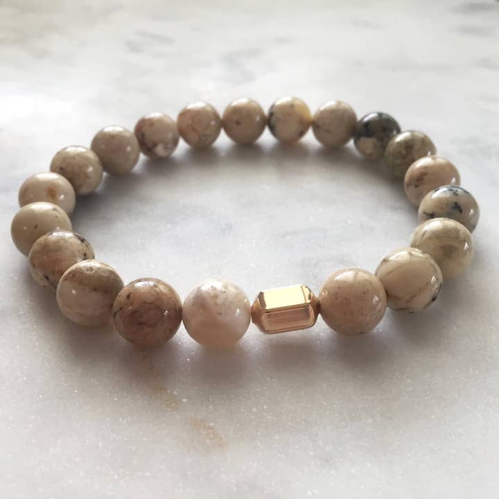 Bracelet pour homme He Am I - Opale africaine pour la vente par Samata Stones