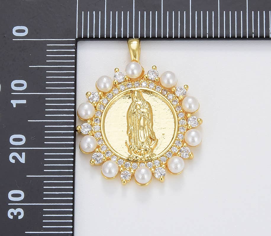 Beads Creation – wholesale Individuell berlock/hänge – Pärlemor Jungfru Maria Charm guldfylld charm, CP16761