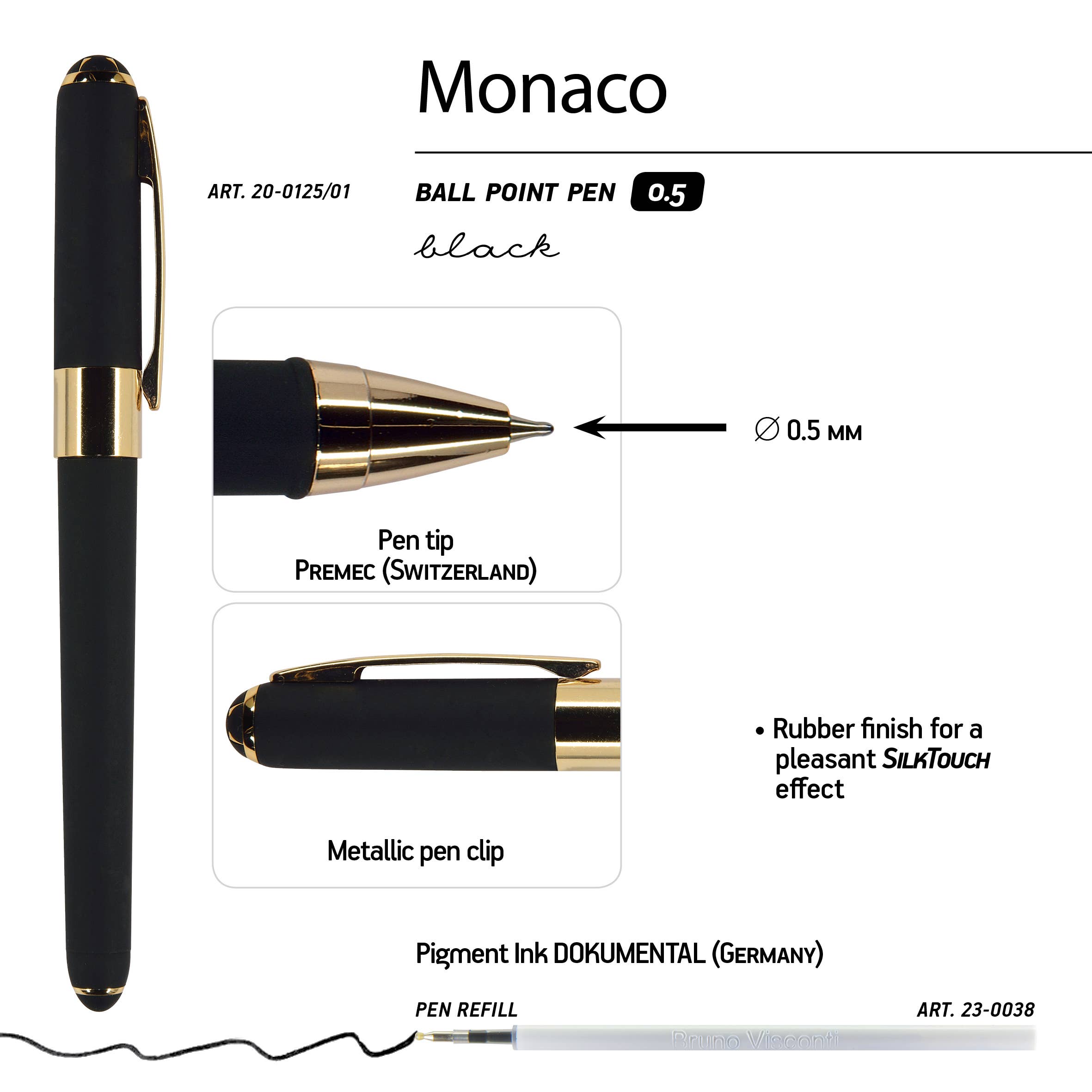 BV by Bruno Visconti - Wholesale Pen - Monaco Collection Black Ballpoint Pen2