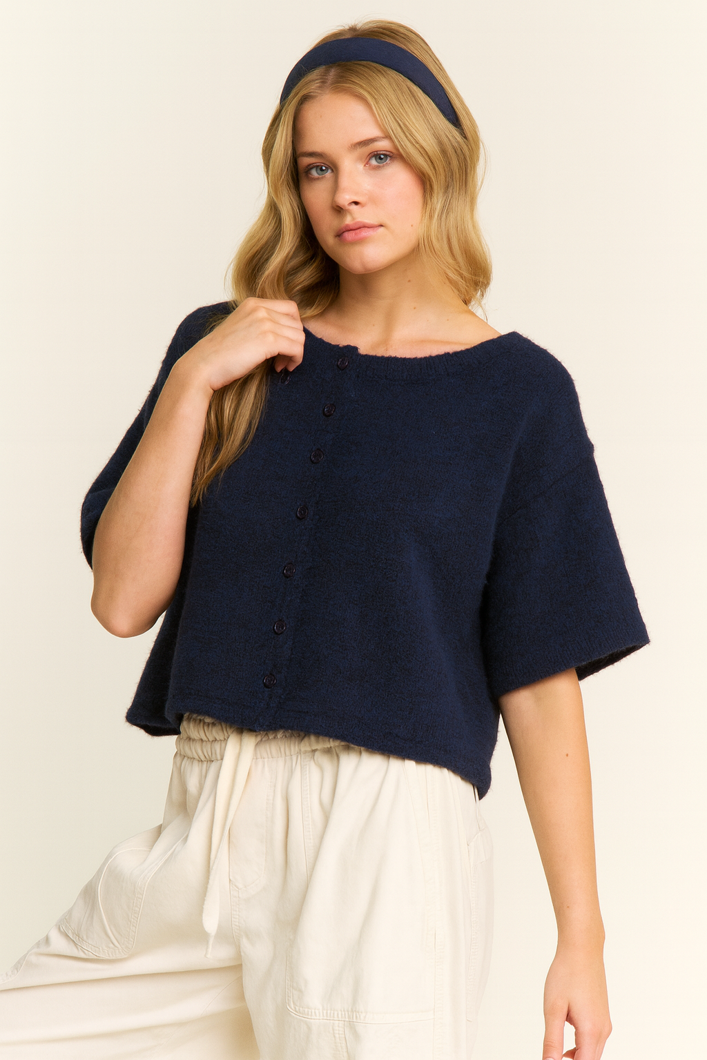 CANDESCENT - Wholesale Cardigan - Women's - Cropped Boxy Soft Knit Cardigan - LOU CARDIGAN16