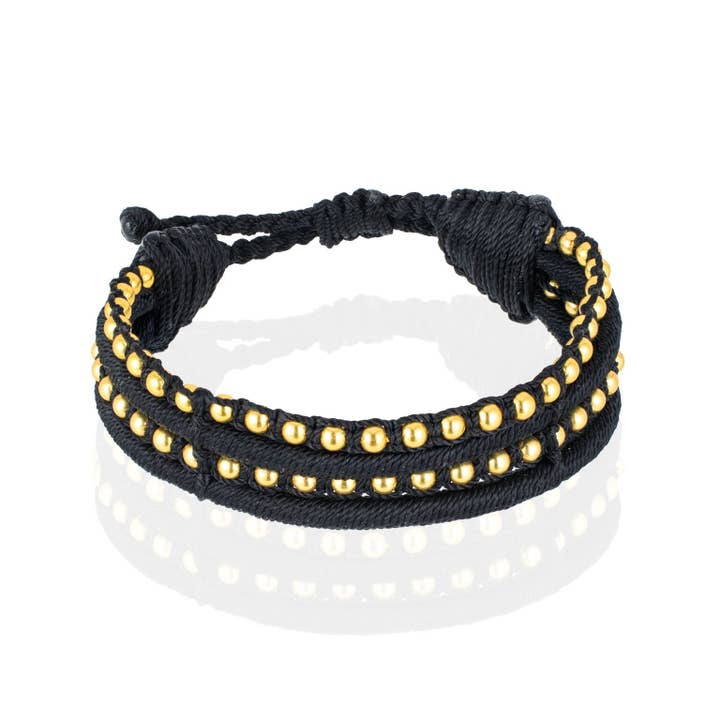 Teopan Beaded Bracelet - Black & Gold for wholesale by SEQUENCE APPAREL LLC