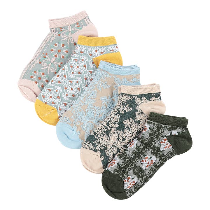 Cute Floral Colorful Women's Ankle Socks Set for wholesale by Mini Momo