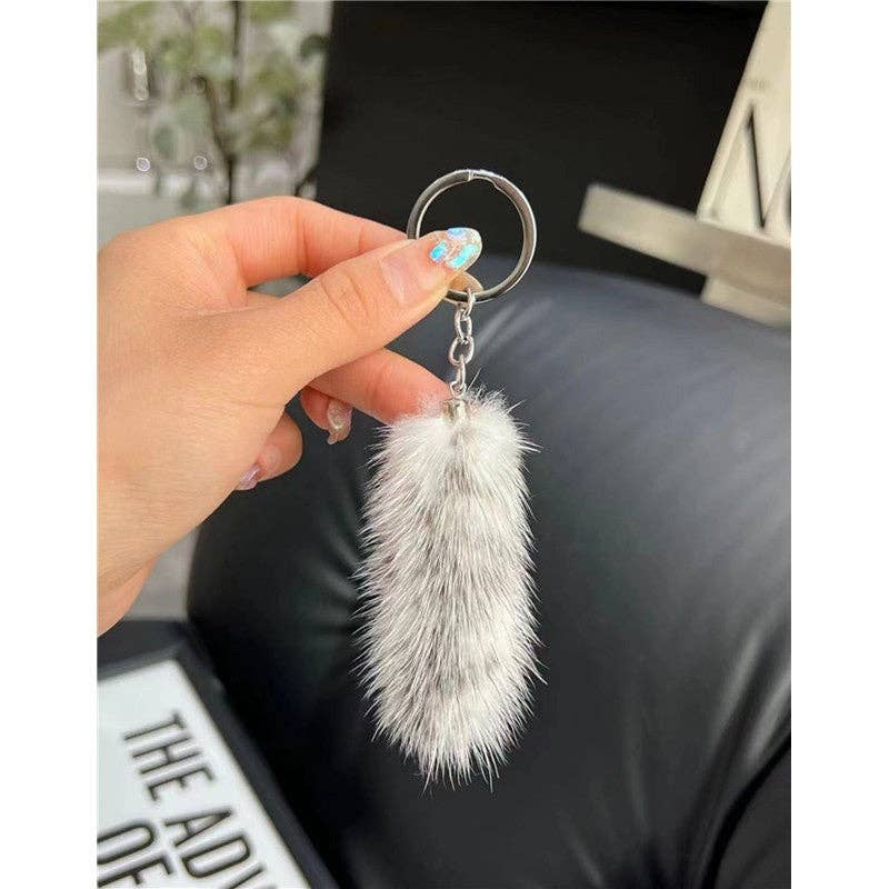 FurDecoration - Wholesale Keychain – Women's - Soft Mink Fur Plush Keychain with Adorable Tail1