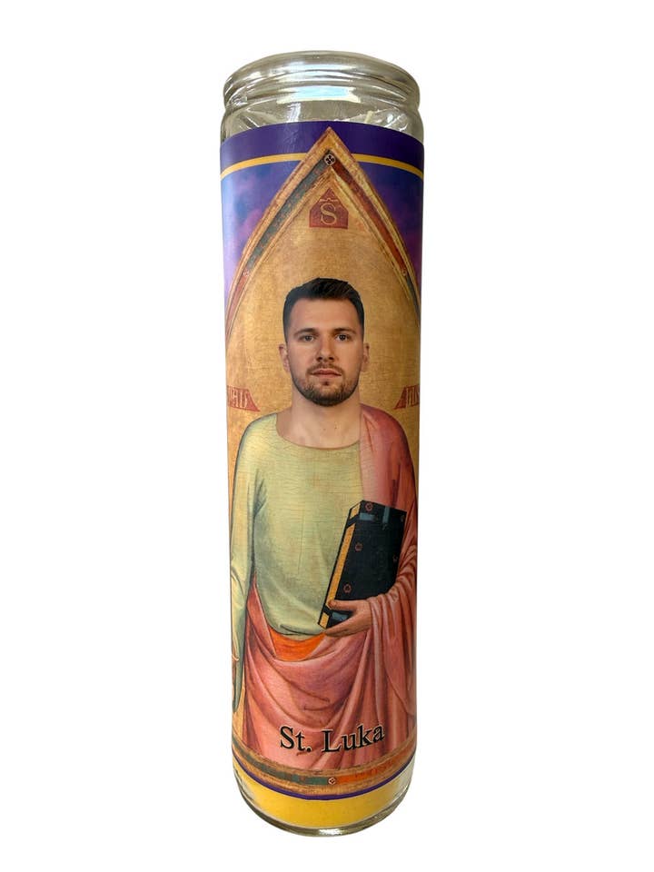 St. Luka Dončić Gameday Prayer Candle for wholesale by Fan Faithful
