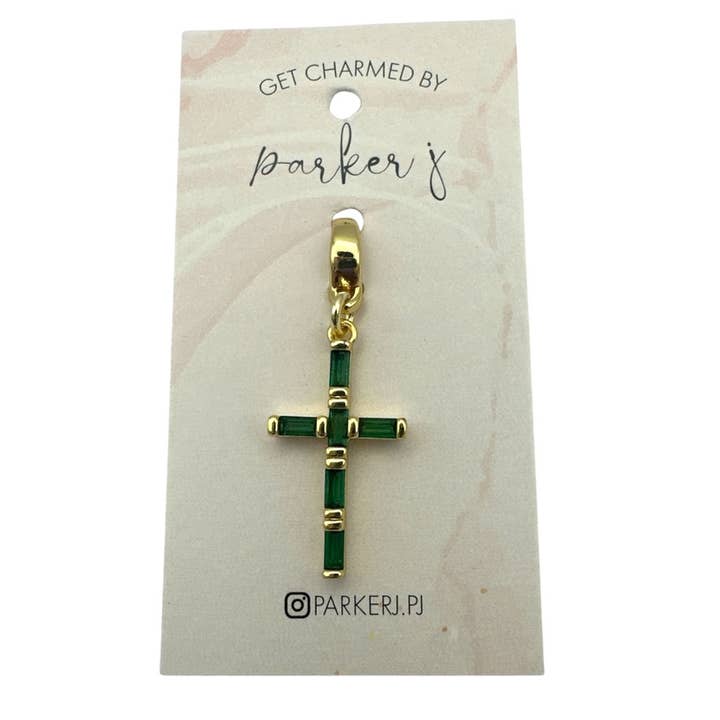 Baguette Smaragd CZ Korsberlock för wholesale av Parker J Jewelry & Charm Bar