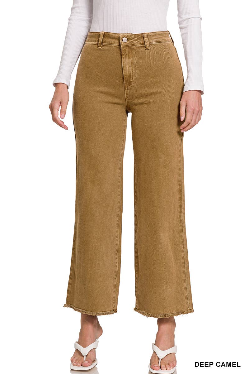 42POPS - Wholesale Jeans - Women's - "..._ Acid Washed Frayed Cutoff Hem Straight Wide Pants6