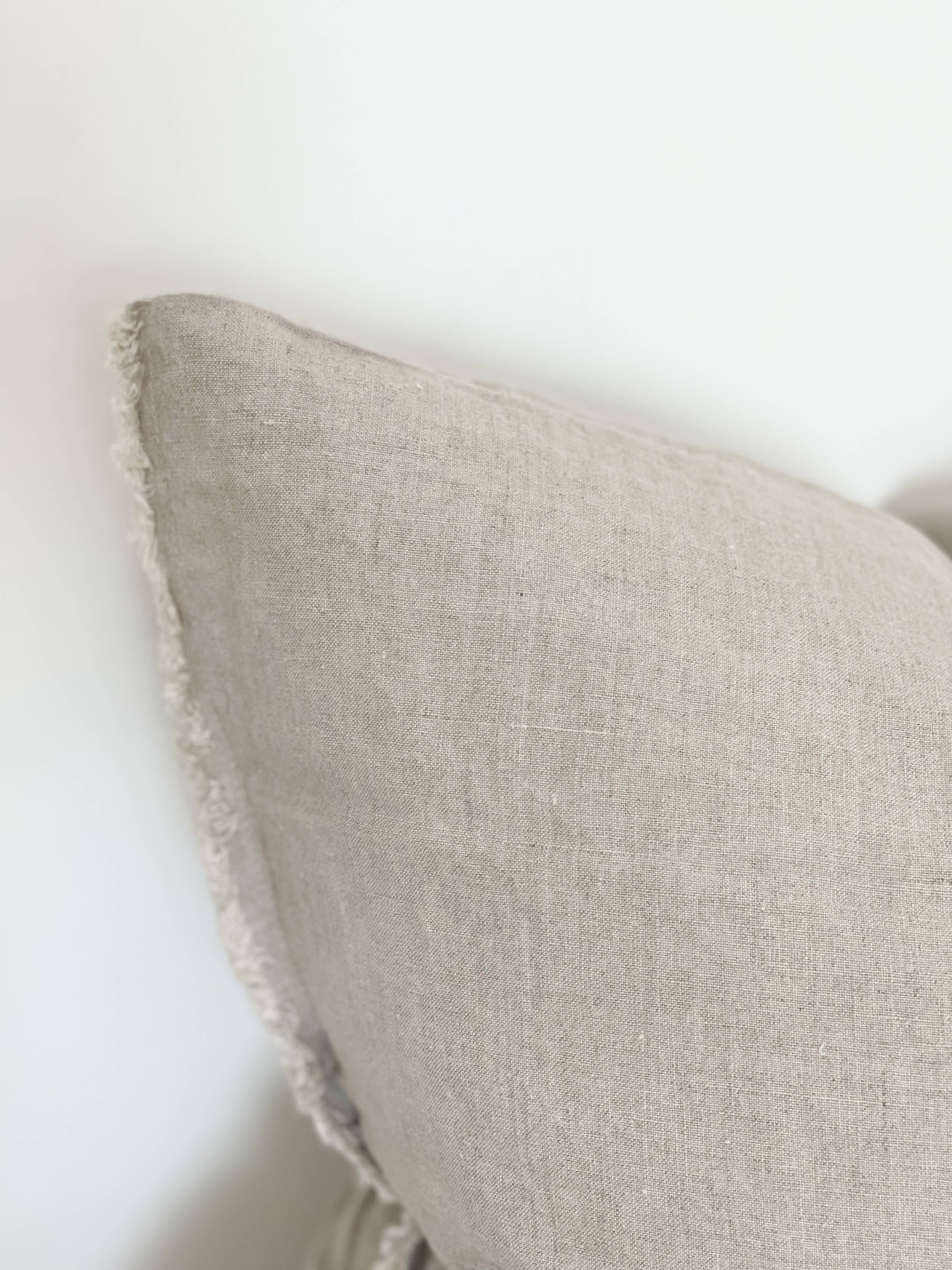 Ellenvale Trade - Wholesale Throw Pillow Cover - Esmee Linen Cushion Cover 53x53 – Frayed Edge Natural Beige 1