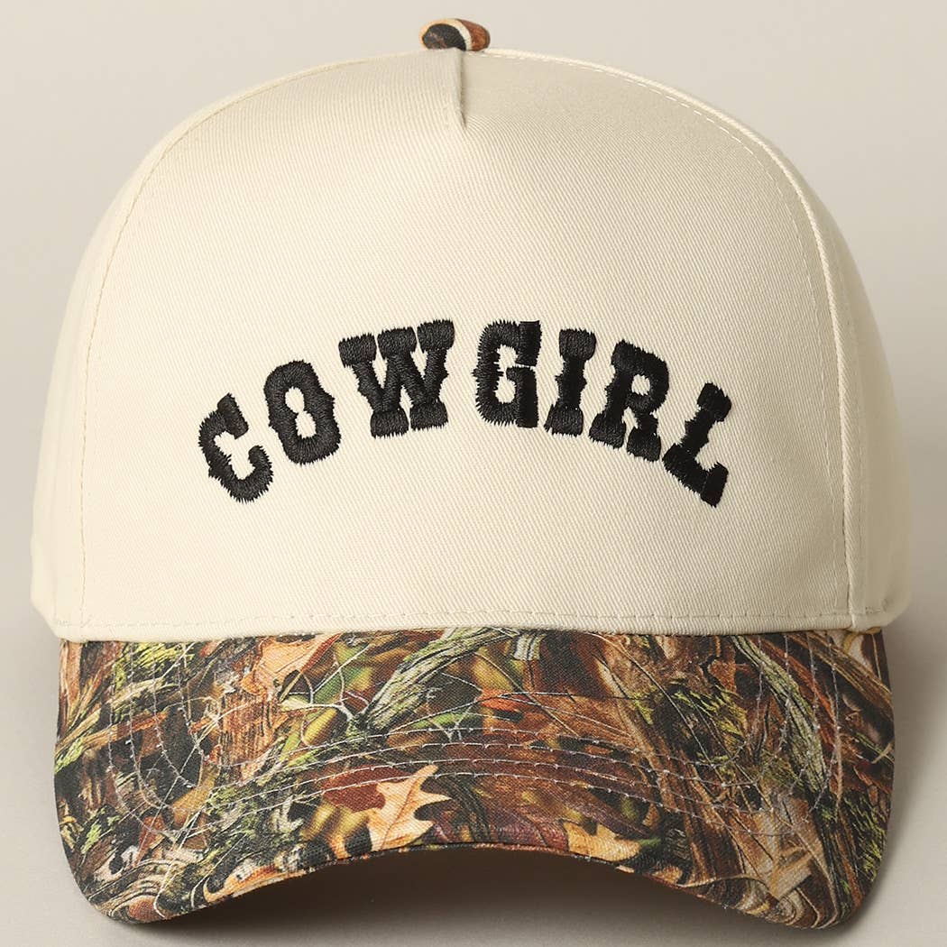 Fashion City - Wholesale Trucker Hat - Unisex - COWGIRL Lettering Embroidery Camo Two-Tone Cap19